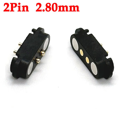 2A DC Magnetic Pogo Pin Connector - 2-5 Pin Spring Loaded Male Female Power Socket with 2.5/2.8mm Pitch