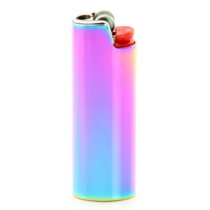 Metal Cowboy Boot Lighter Case - Cute Cat Eye Rhinestone Embroidered Zinc Alloy BIC J6 Sleeve Cover