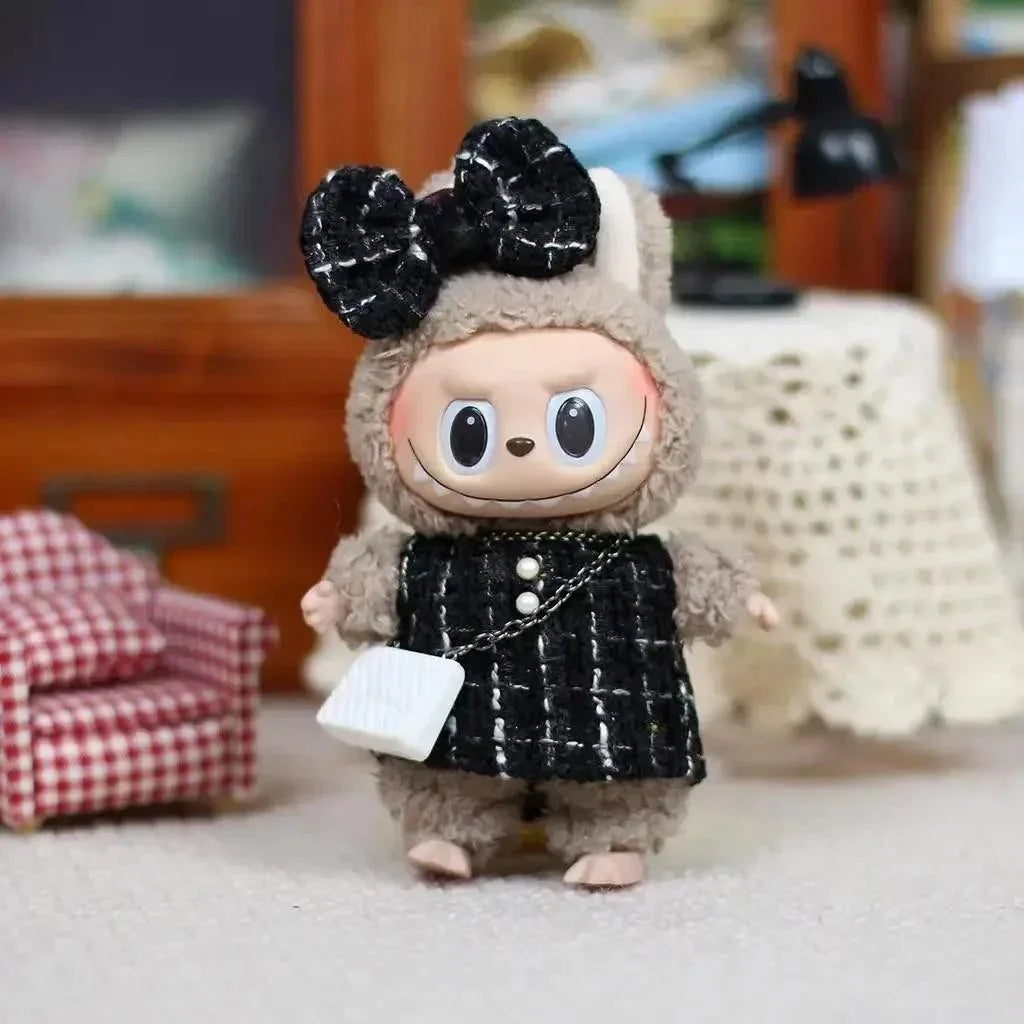 17cm Labubu Doll Clothes – Kpop EXO-Inspired Skirt & Sweater Outfit, V1 V2 Idol Clothing Gift