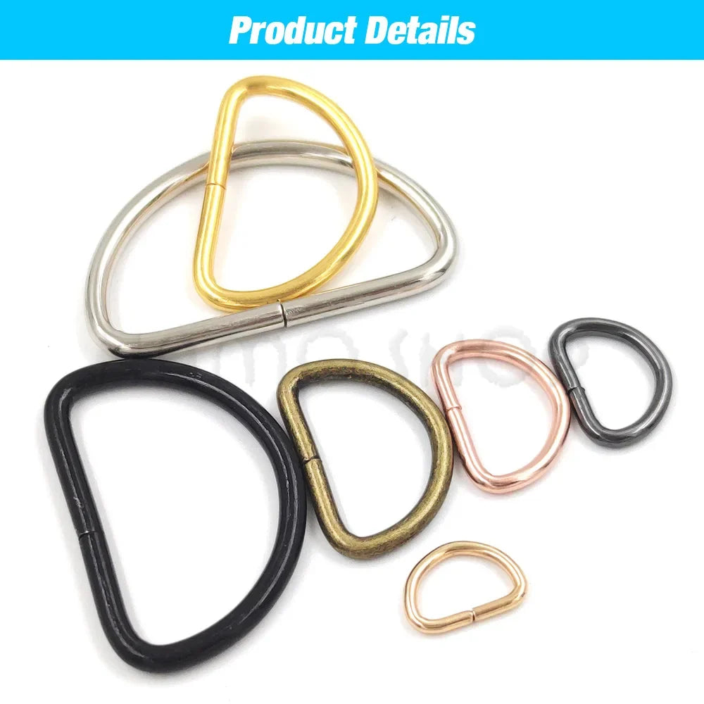 Metal D Ring Adjustable Buckle Set - Webbing Strap Clasps for Backpacks, Bags, Pet Collars, Chains & DIY Accessories