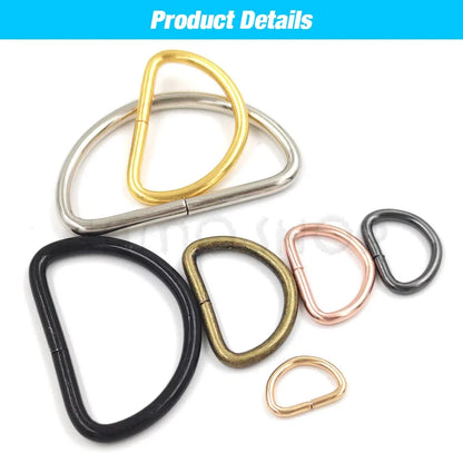 Metal D Ring Adjustable Buckle Set - Webbing Strap Clasps for Backpacks, Bags, Pet Collars, Chains & DIY Accessories