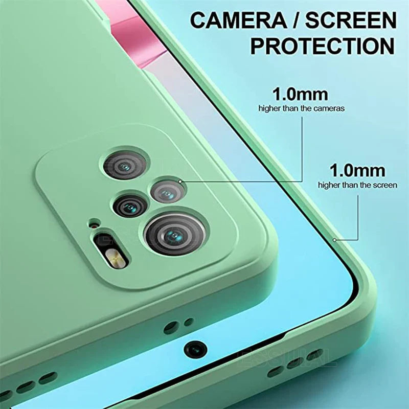 Square Liquid Silicone Phone Case for Xiaomi Redmi Note 10 Pro Max / 10S / 10T 5G Soft Shockproof Protective Cover