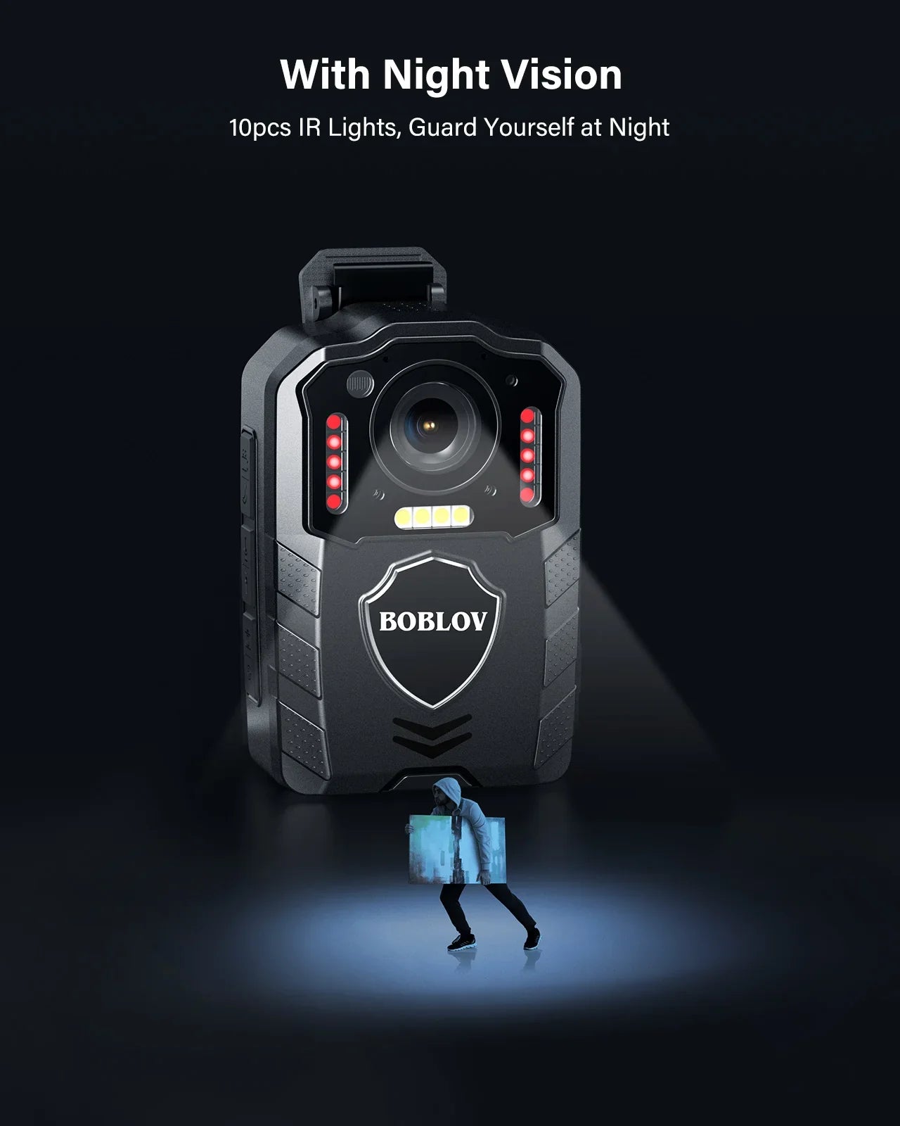 BOBLOV KJ25 1080p Body Camera — 3000mAh Night Vision Camcorder with 13H Recording, Police & Law Enforcement Camera, Ideal for Hiking & Riding