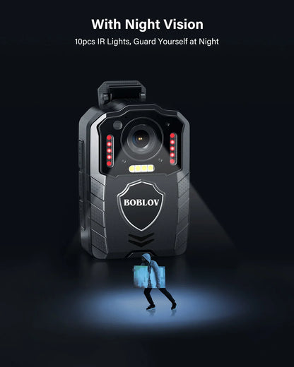 BOBLOV KJ25 1080p Body Camera — 3000mAh Night Vision Camcorder with 13H Recording, Police & Law Enforcement Camera, Ideal for Hiking & Riding