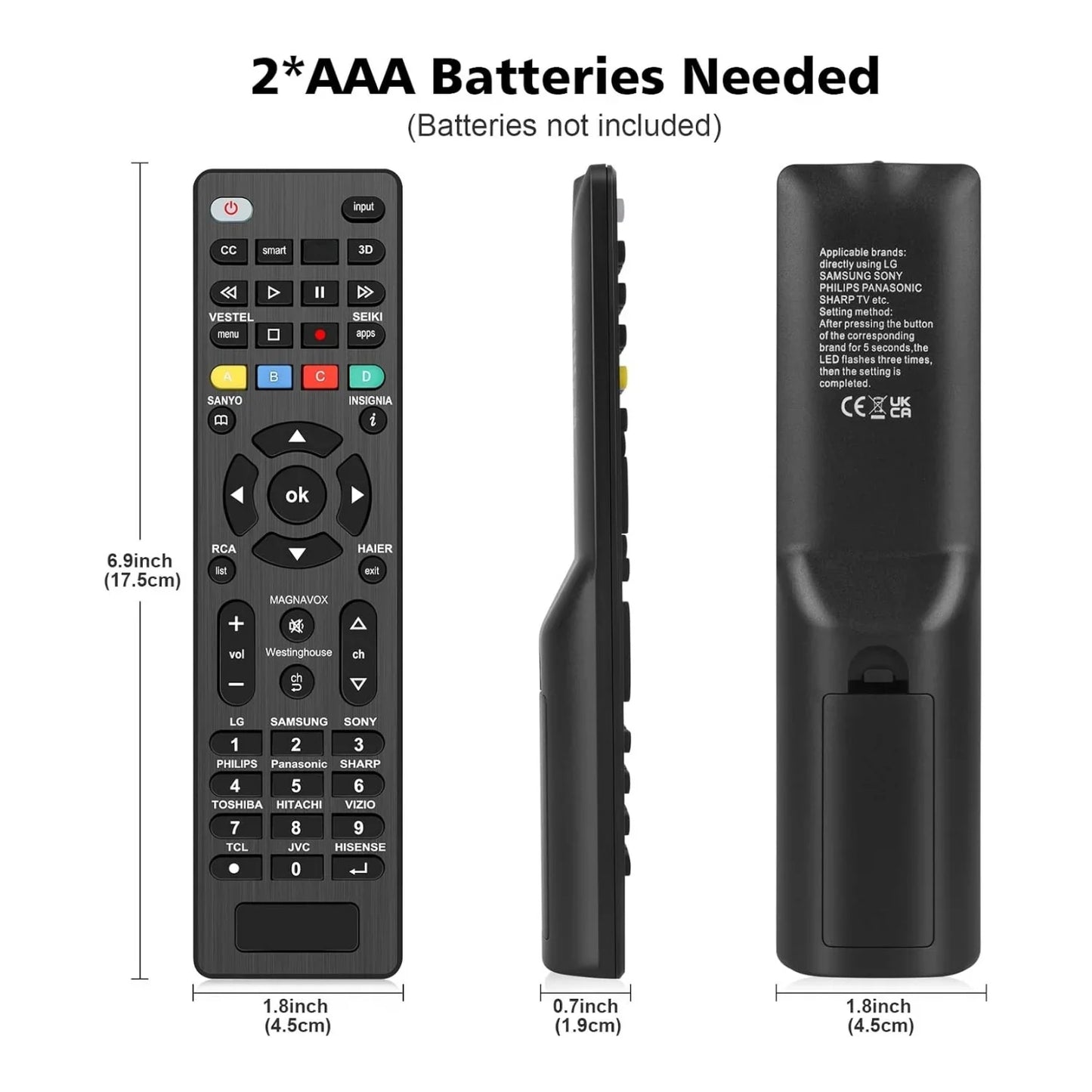 Universal G006 TV Remote Control - Replacement Remote for LG and Multiple TV Brands