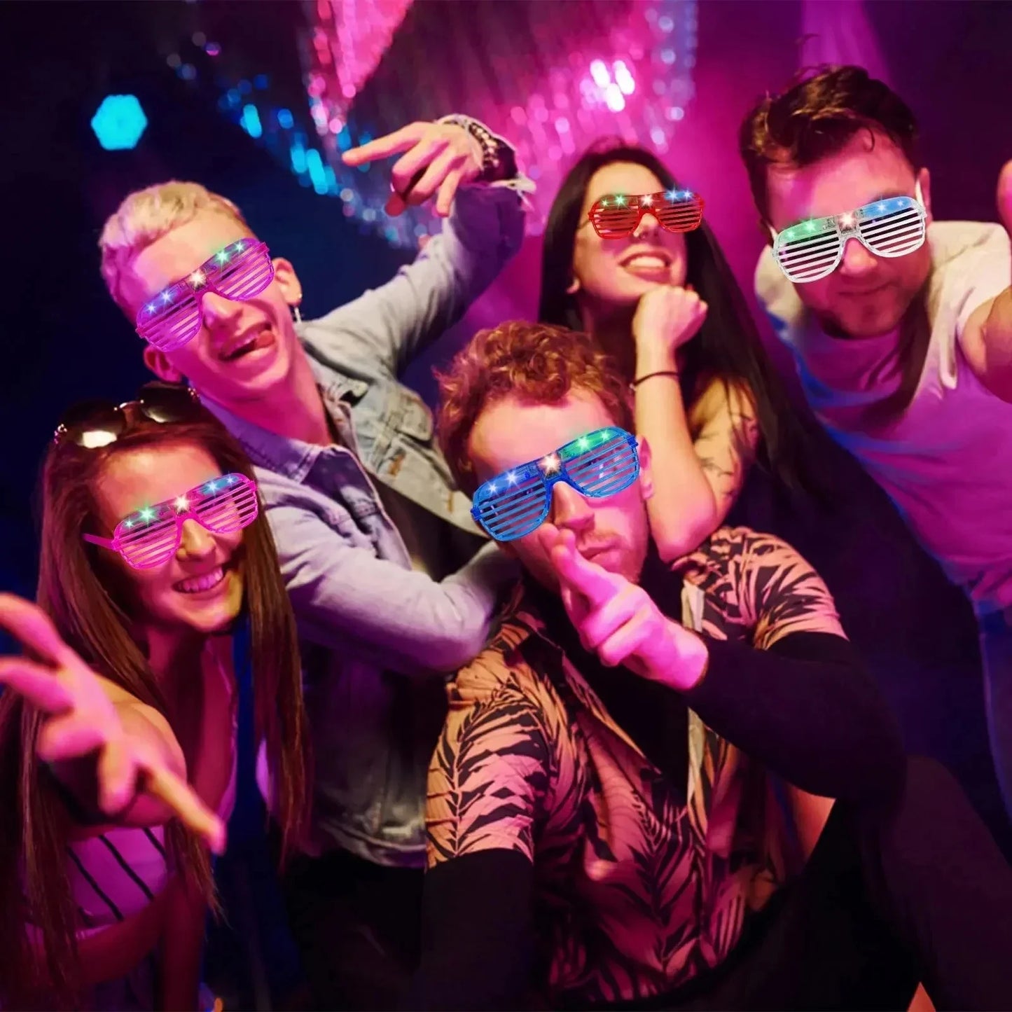 1-60PCS Neon Color Luminous LED Glasses – Eyeshade Lampshade Party Glasses for Christmas, Mardi Gras & Celebrations