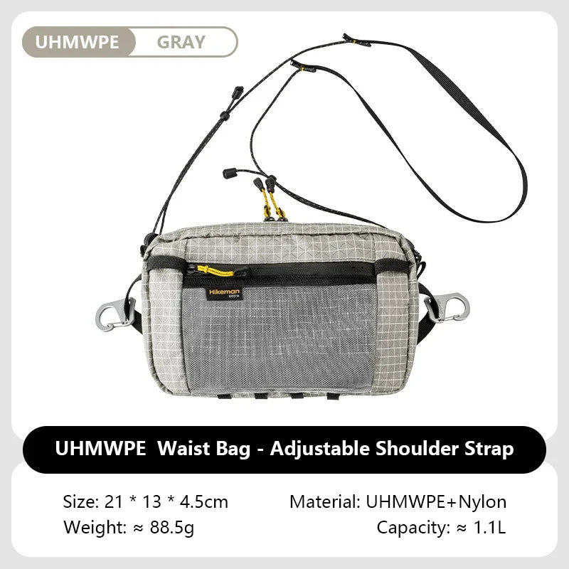 Dyneema Fiber Waist Pack - 1.1L Ultralight Waterproof Multi-Pocket Bag for Cycling, Running, Hiking & Camping