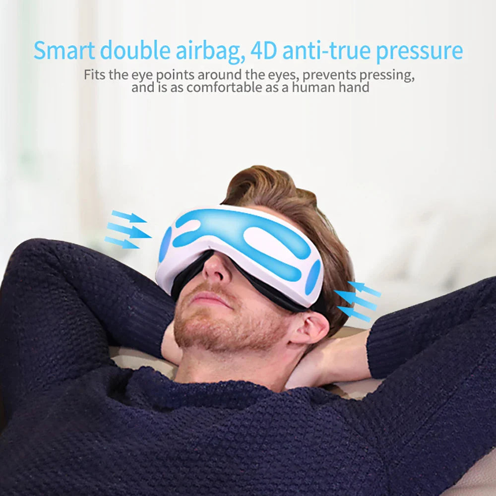 6D Smart Eye Massager – Vibration & Airbag Compression, Bluetooth Music Eye Care Glasses for Fatigue Relief