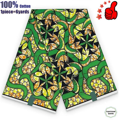 African Real Wax Fabric - High Quality 100% Cotton Ankara Pagne for Women’s Dresses