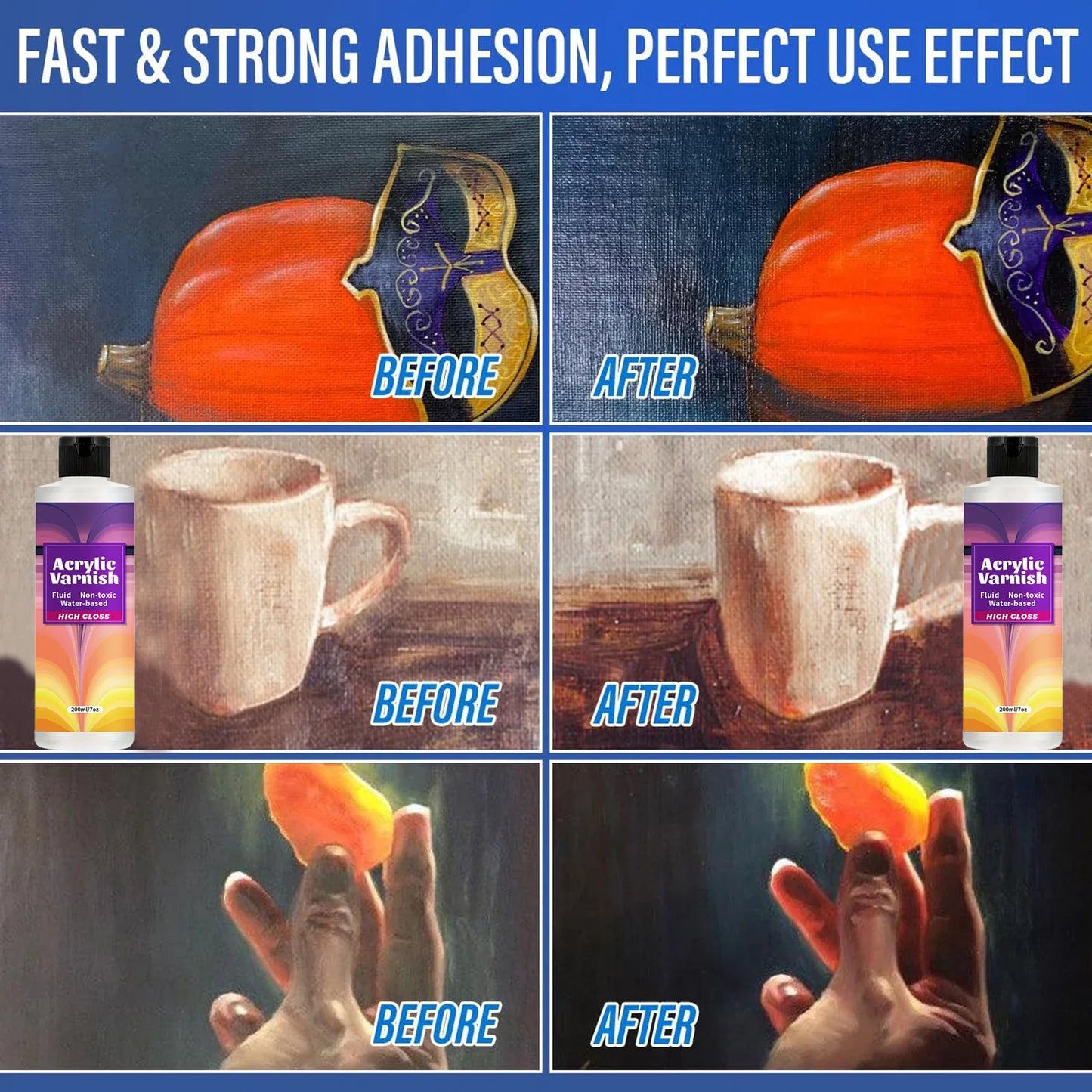 200ML Acrylic Varnish - High Gloss Clear Protective Coating for Paintings with Waterproof & Non-Yellowing Finish