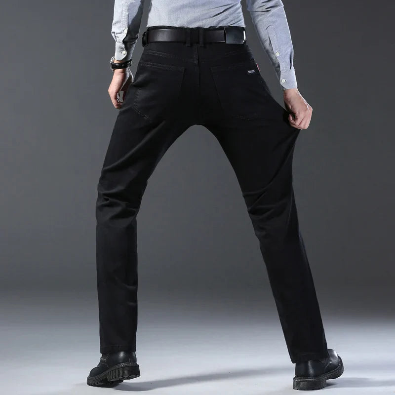 Men's Style Stretch Regular Fit Black Denim Jeans – Soft Casual Cotton Pants