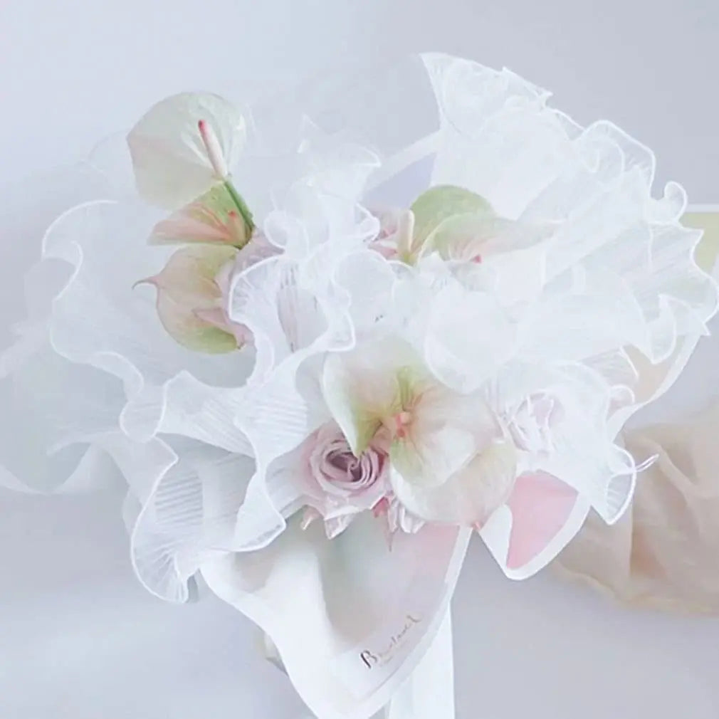 Pearl Edge Bouquet Wrapping Paper - Decorative Mesh Flower Wrap for Valentine’s Day Gifts, Floral Arrangements & Handmade Bouquets