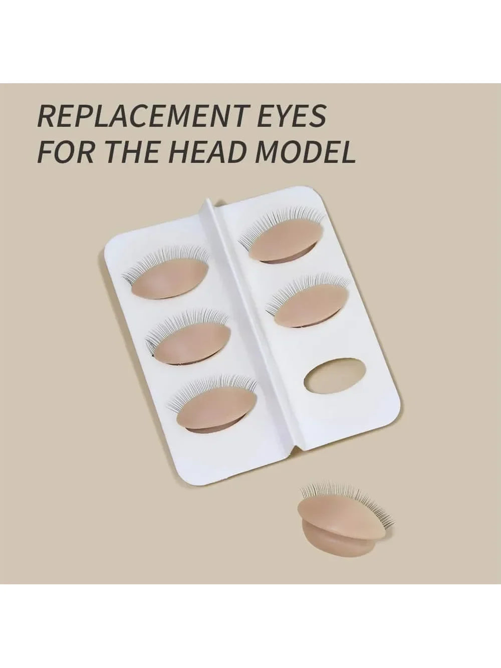 False Eyelash Extension Practice Head - Silicone Training Mannequin with Removable Eyelids for Lash & Tattoo Practice
