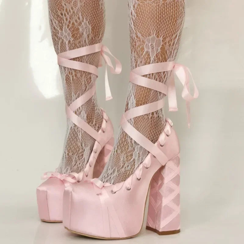 Chunky Heel Lolita Platform Pumps – Cute Ankle Strap Statement Shoes for Parties & Themed Events, Size 47