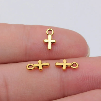 40Pcs Alloy Cross Charms - 10x6mm DIY Jewelry Pendants for Bracelets, Necklaces & Crafts