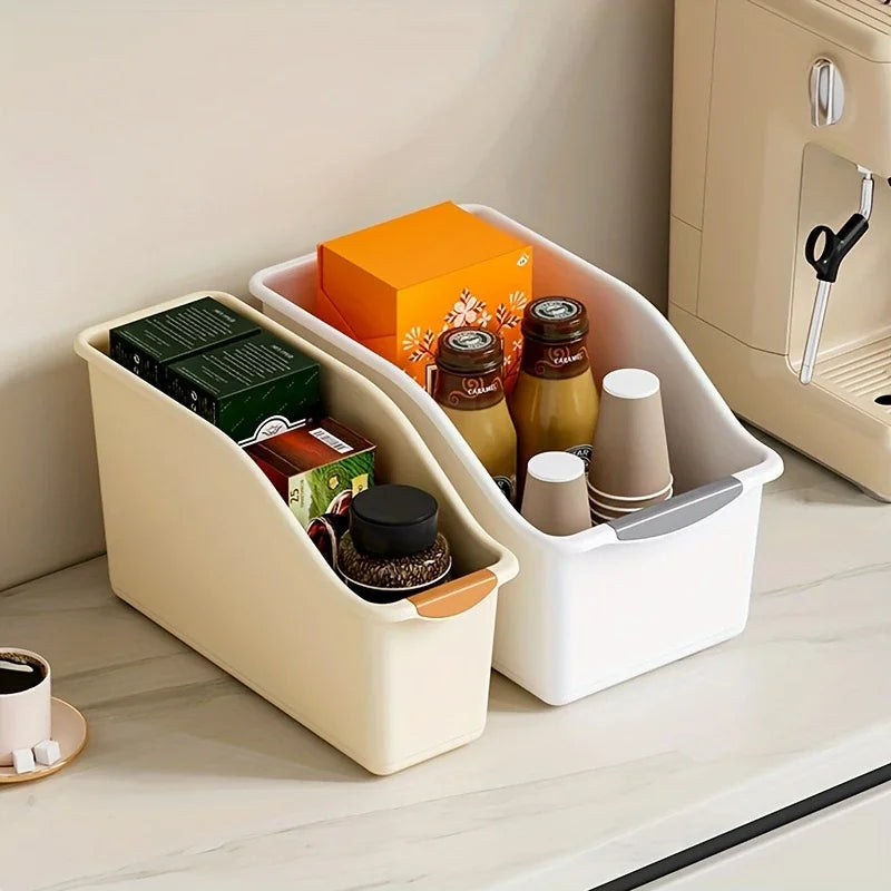 Curved Plastic Storage Bins Set - Multipurpose Home Organizer Boxes for Household Essentials