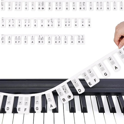 Piano Keyboard Stickers - Removable Silicone Note Labels for 88/61 Key Beginner Piano Learning