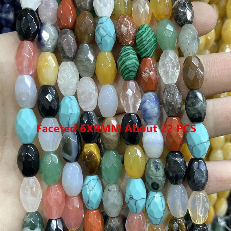 Natural Gemstone Beads - Agate Quartz Turquoise Faceted Rondelle Spacer Beads for DIY Jewelry Making & Bracelets