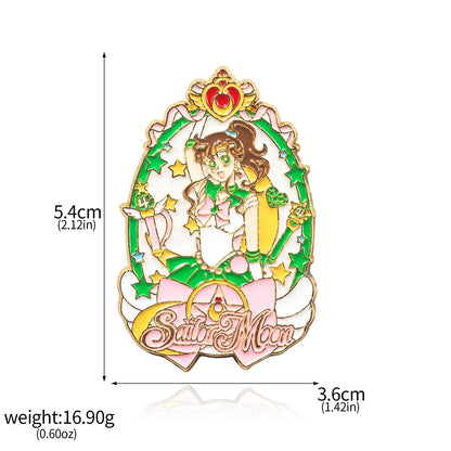 Sailor Girl Cartoon Brooch – Cute Moon & Stars Enamel Pin for Bags, Clothes & Jewelry