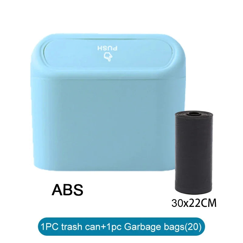 Mini Car Trash Can with Lid - Leak-Proof Auto Waste Bin with 60 Garbage Bags Car Accessory