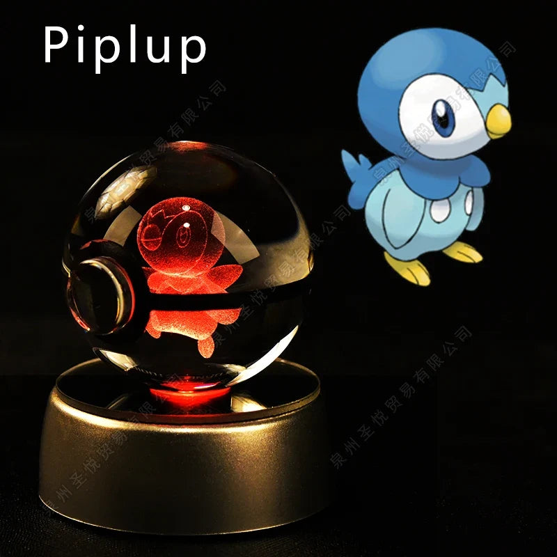 Pokémon Crystal Ball Night Light - 3D Pikachu Gengar Mewtwo Glass Lamp Statue Kids Birthday Gift