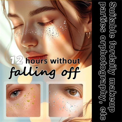 6pcs Hot Stamping Freckles Makeup Patches – Metallic Gold & Silver Temporary Tattoo Stickers for Face