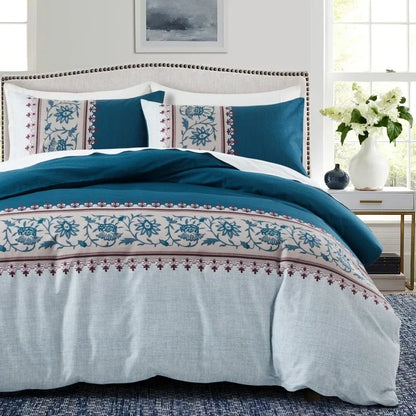 Grey Feather Duvet Cover Set – Full/Queen Boho Bird Plume Luxury Soft Reversible Comforter for Kids & Teens
