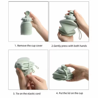 600ML Collapsible Silicone Cup - Portable Foldable Travel Water Bottle for Outdoor Use with Food-Grade Material