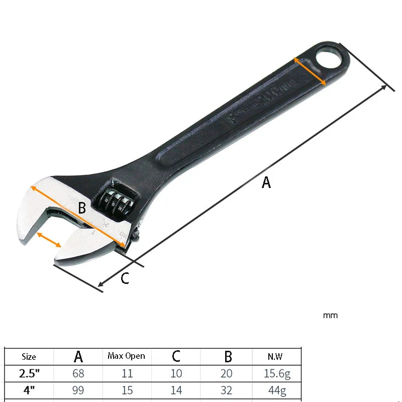 Mini Adjustable Spanner Wrench Set – 2.5/4 Inch Open-End Portable Hand Tools