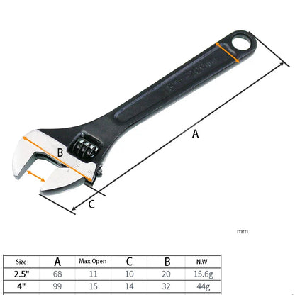 Mini Adjustable Spanner Wrench Set – 2.5/4 Inch Open-End Portable Hand Tools