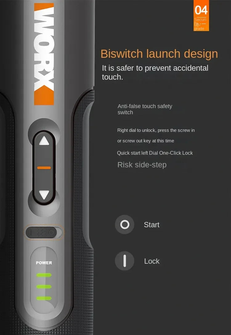 WORX WX242 4V Cordless Electric Screwdriver Set — USB Rechargeable Mini Drill with 30 Bits Power Tool