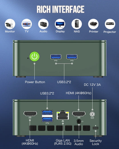 GMKtec G3 Mini PC – Intel Alder Lake N100, Windows 11 Pro, 8/16GB RAM, 256/512GB SSD, WiFi 6 & BT5.2 Desktop Computer