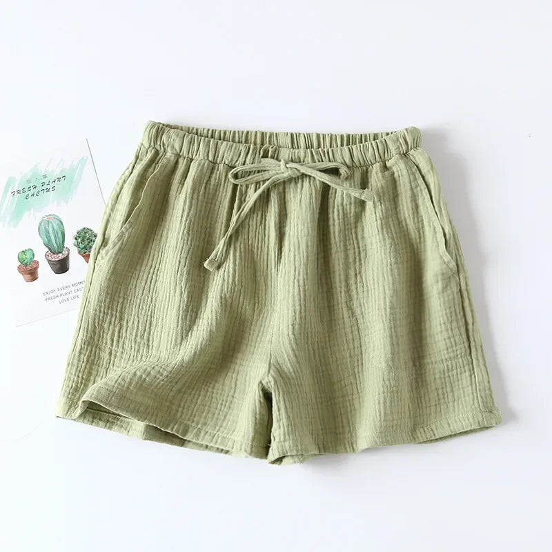 2026 Women's Cotton Crepe Summer Shorts - Loose Fit Plus Size Beach Lounge Pants
