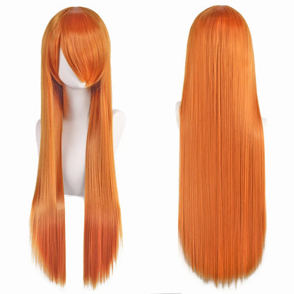 80cm Long Cosplay Wig - Synthetic Straight Hair with Bangs for Lolita Anime Costume Party Styling