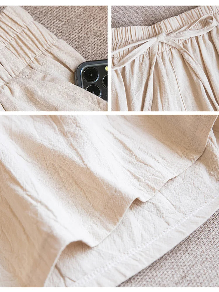 2026 Women's Cotton Summer Shorts - High Waist Loose Fit Casual Shorts with Pockets