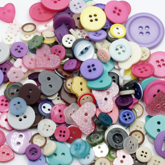100Pcs Resin Craft Buttons - Assorted Sizes Mixed Color Sewing, DIY Projects & Kids Art Supplies