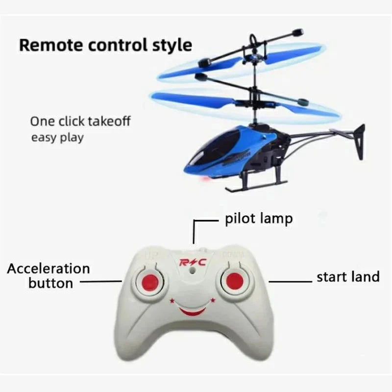 Rechargeable Mini RC Helicopter - Wireless Remote Control Infrared Induction Aircraft Toy for Kids