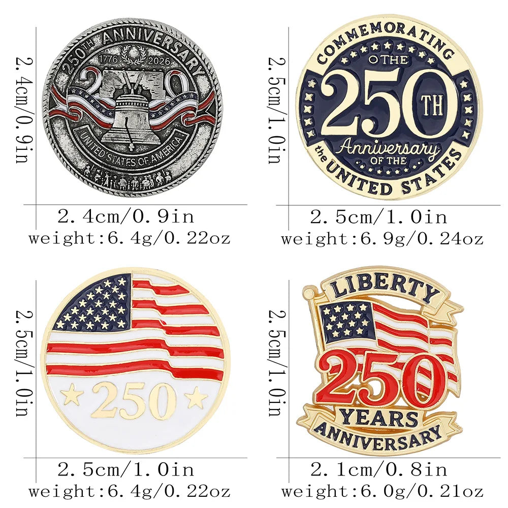 2026 USA 250th Anniversary Pin - Patriotic Enamel Brooch Jewelry Gift for Men and Women Independence Day Celebration