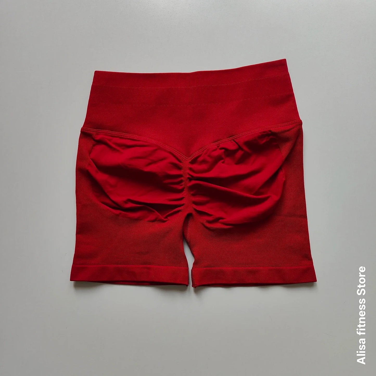 Summer High Waisted Yoga Shorts - Seamless Tummy Control Fitness Running Shorts with Solid Color Stretch Leggings Style