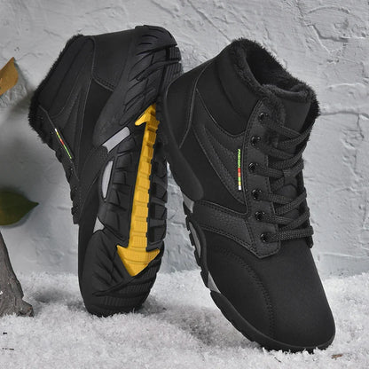 Men's Winter Snow Boots – Warm Fur Lined, Non-Slip Barefoot Outdoor Ankle Sneakers, Lightweight Hiking Shoes, Plus Size