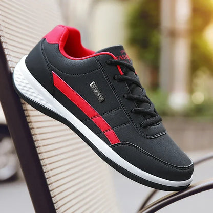 MAEDEF Men's Leather Sneakers – Waterproof, Comfortable Lace-Up Casual Footwear, Vulcanized Shoes