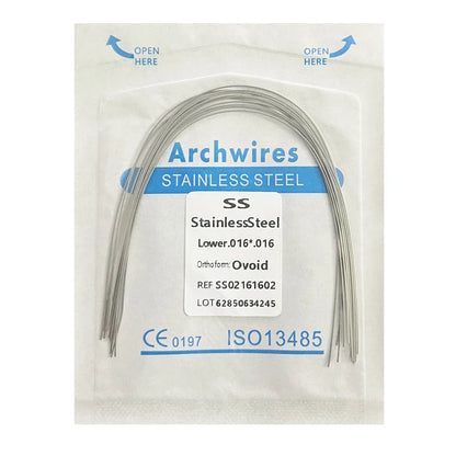 10PCS Dental Orthodontic Arch Wire Set - Stainless Steel Round & Rectangular Dentist Ovoid Form Material