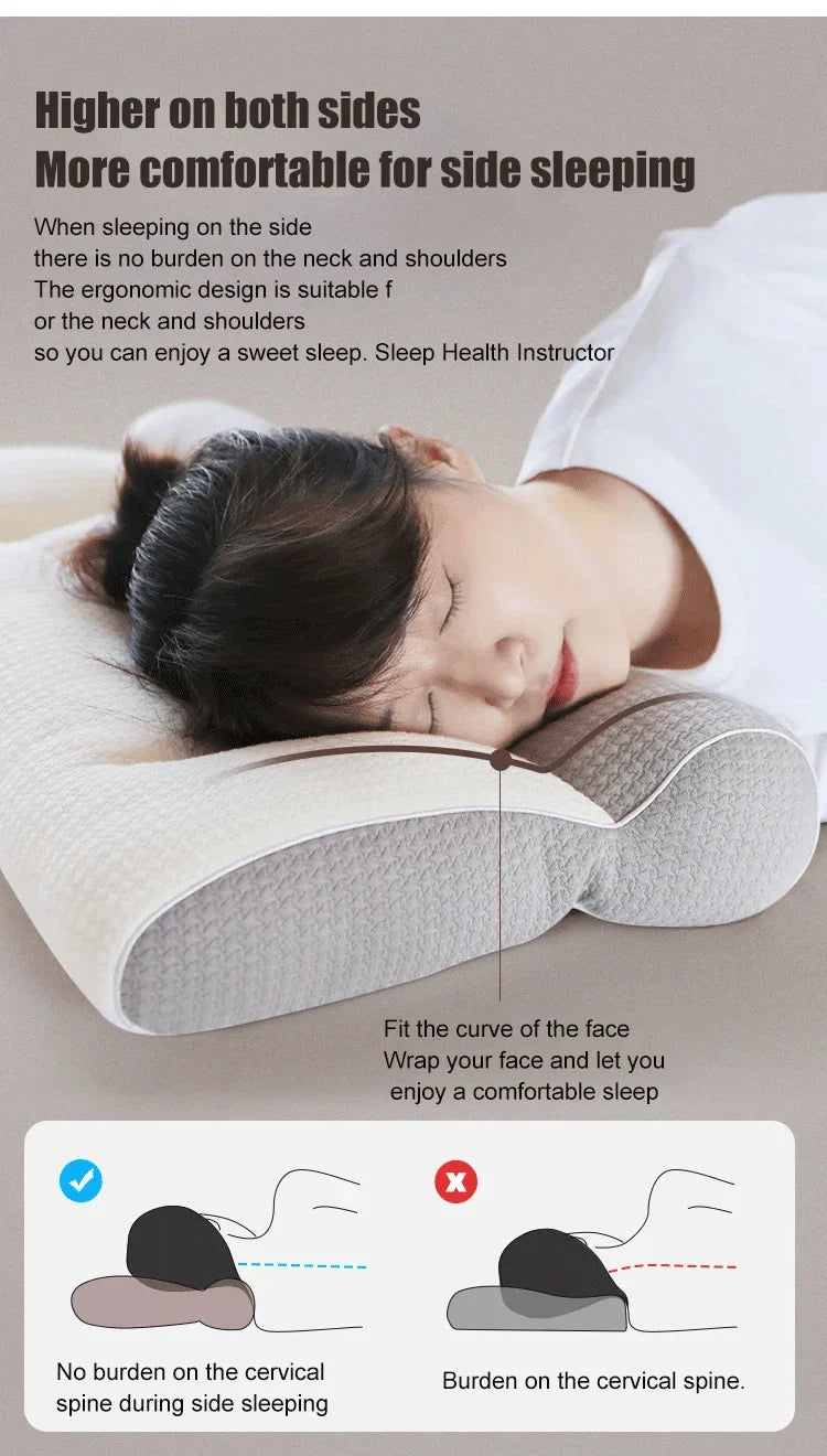 Sleep Neck Care Pillow – Zoning Design Low Pillow for Adults, Washable Knitted Pillow Core for Home & Hotel Use