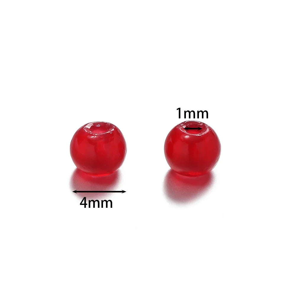 50/100pcs 4mm Colored Glass Jade Beads - Round Spacer Beads for DIY Earrings, Necklaces & Bracelets
