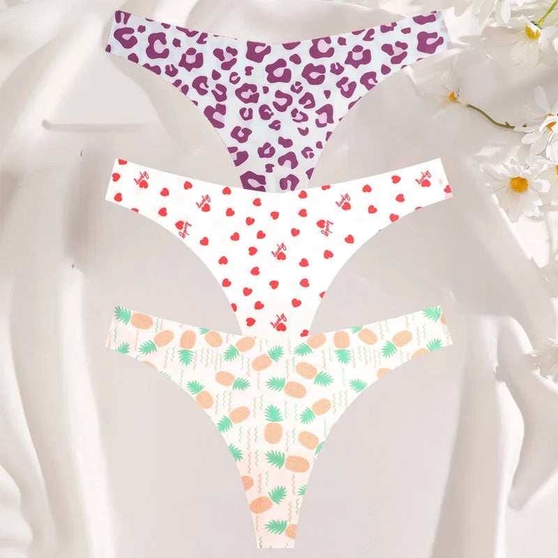 3PCS Women’s Sexy G-String Set - Colorful Seamless Bikini T-Back Low Waist Lingerie Underwear
