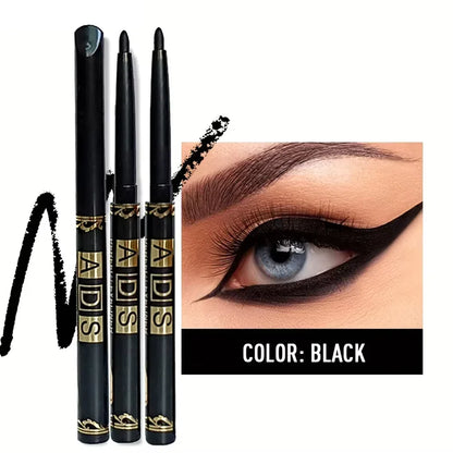 3PCS Waterproof & Smudge-Proof Black Eyeliner Pencils – Long-Lasting, Bold Eye Makeup with Smooth Glide Formula