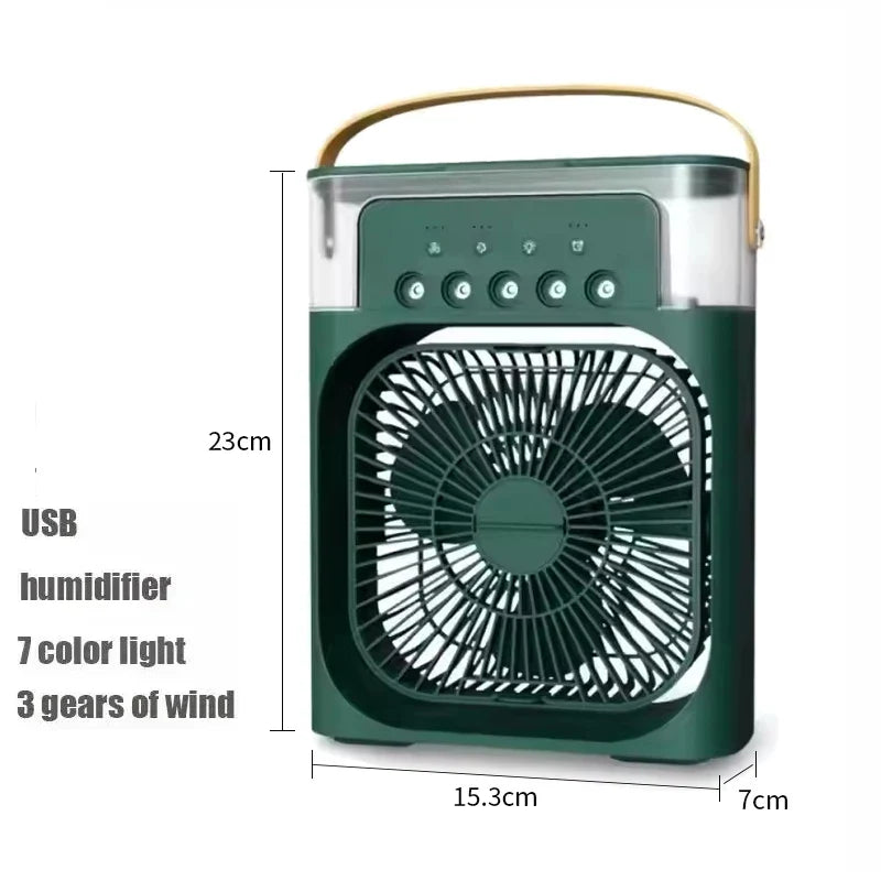 3-in-1 Mini Air Cooler Fan – Portable Household Air Conditioner with LED Night Light, Humidifier, and Adjustable Air for Home & Office