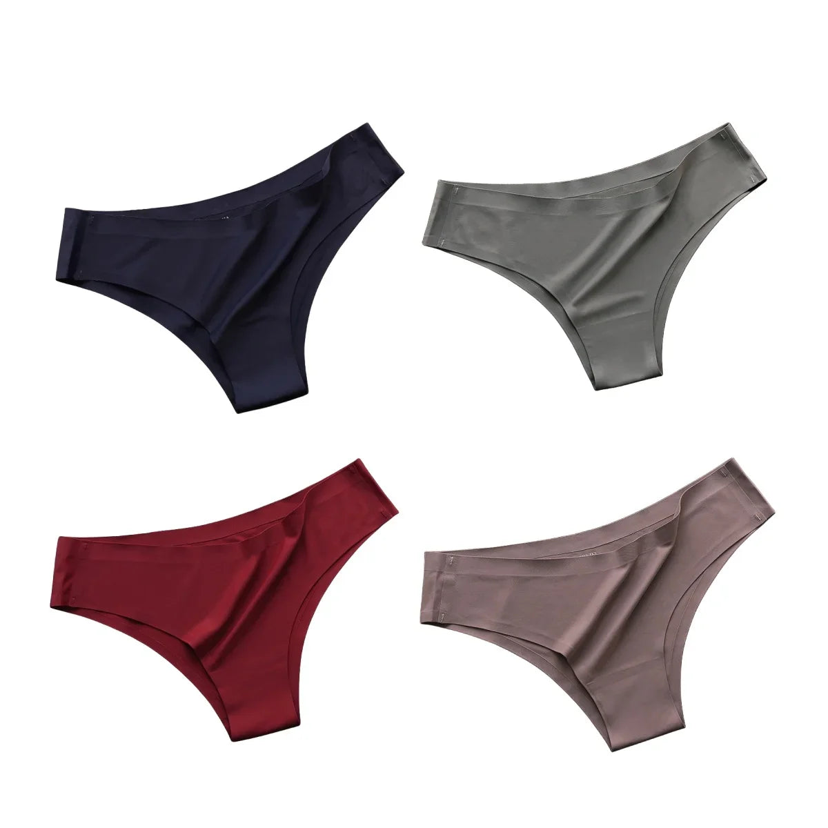 4PCS Seamless Ice Silk G-String Panties for Women – Low Waist, Soft Ultra-Thin Sexy Underwear Briefs