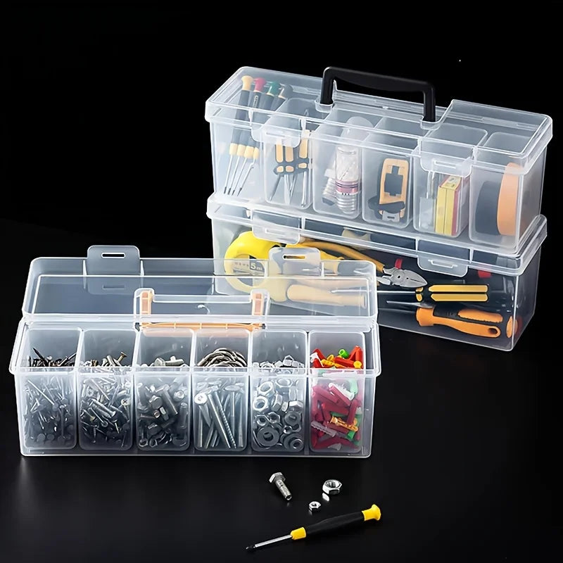 Transparent Hardware Storage Box - Multi-Compartment Organizer for Screws, Tools & Small Parts