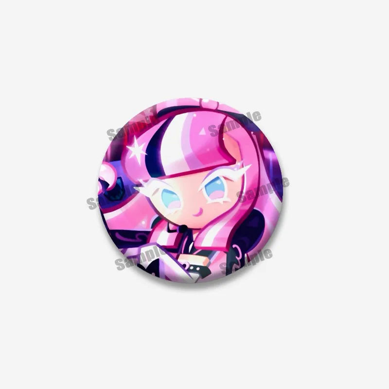 Cookie Run Kingdom Meringue & Jellyfish Enamel Badge – Round Brooch for Backpack, Jewelry Pin & Party Gift